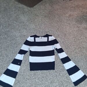 Madden Girl Navy and White Striped Top
